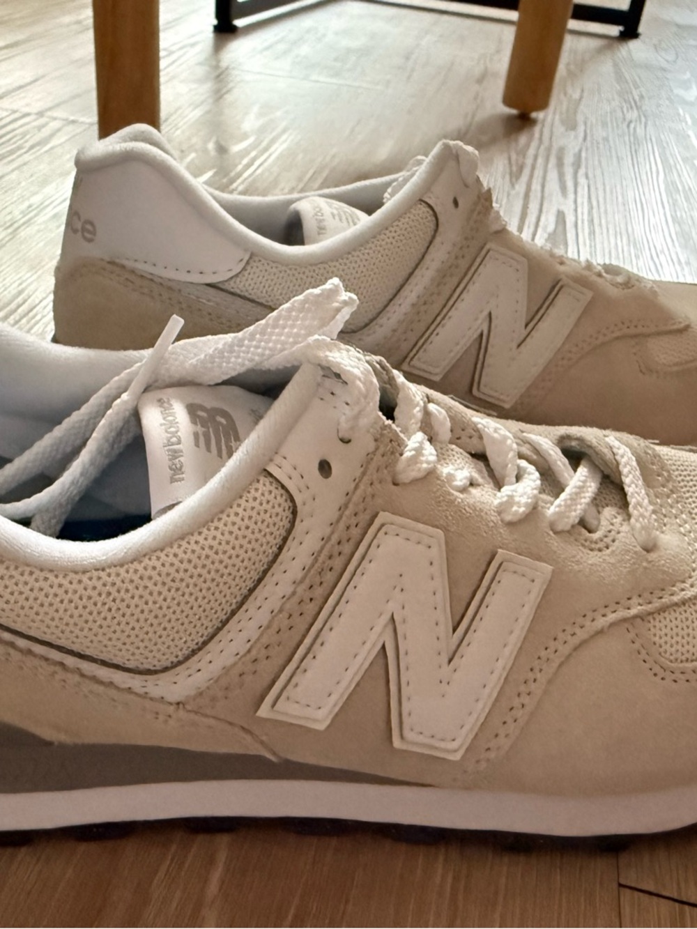New Balance Beige and White Suede & Mesh Sneakers - brand new